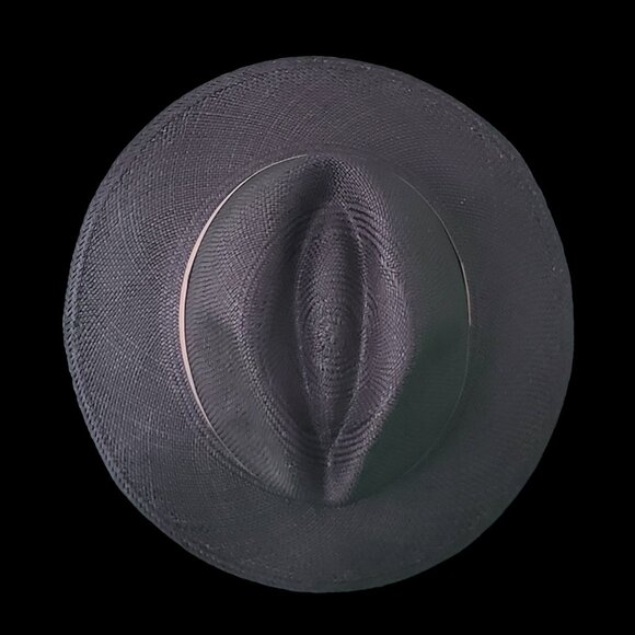 M.A.M.A. - Fedora Women\'s Black Straw Hat, Beige Ribbon main image 2